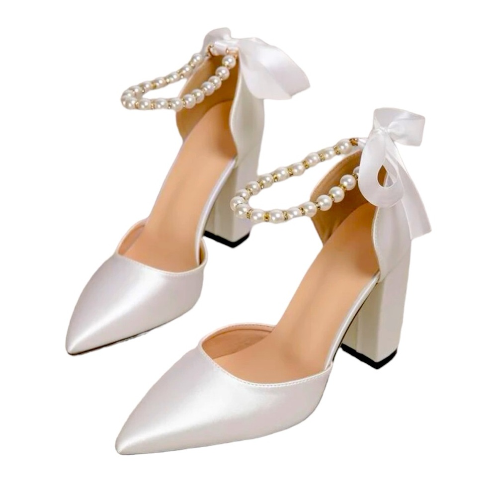 Pearl Satin Heels